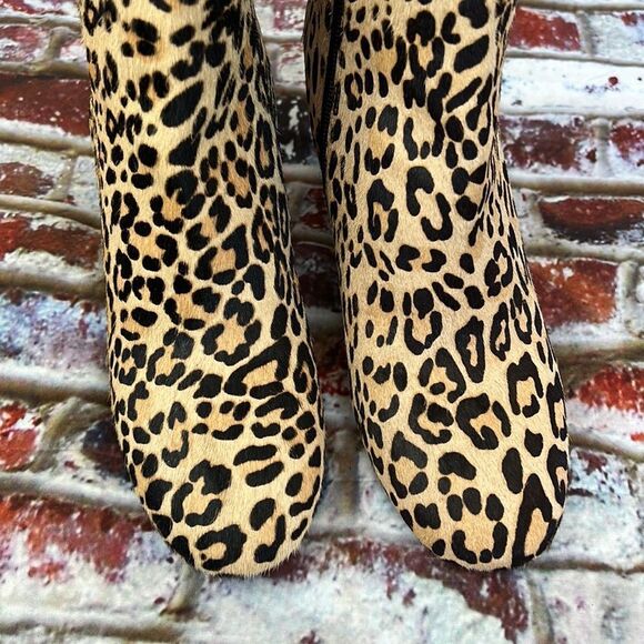 Halogen black brown cheetah fur ankle boots - Picture 4 of 10